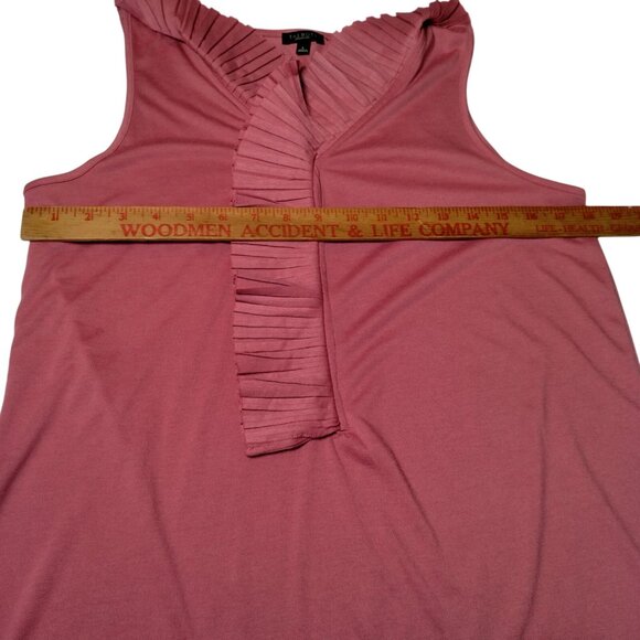 Talbots Tank Top Size Large Pink Rose Pleated Trim V Neck Pastel Beachy Feminine - Picture 3 of 13